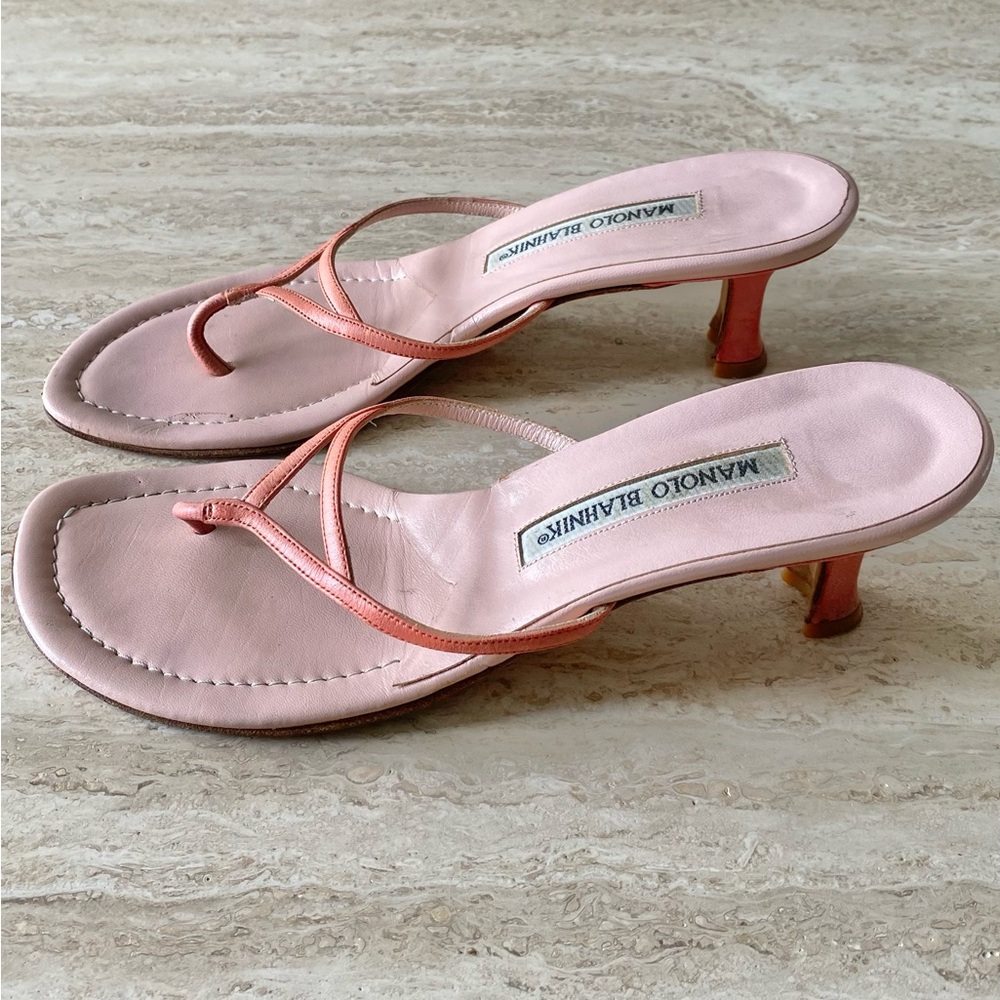 Vintage Manolo Blahnik Thong Sandal Heels - Picture 3 of 10